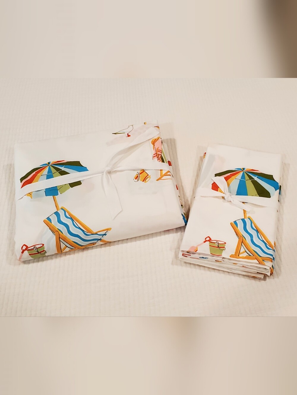 Company Store Whimsy Beach Motiff Org. Cotton Percale 7 Pc. King Bedding Set - Picture 4 of 14
